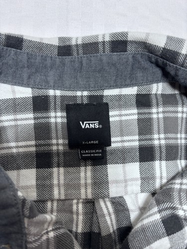 Vans Off The Wall Plaid Flannel Button Up Shirt Gray Men's Size X-Large Pocket - Bild 5 von 10