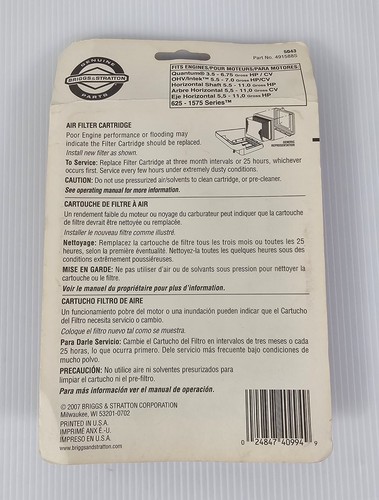 NEW Briggs & Stratton 491588S OEM Flat Air Filter Cartridge - Picture 3 of 3