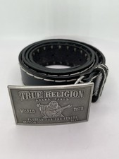 True Religion World Tour Big T Stitching Black Belt Sz 38 100 Genuine Leather