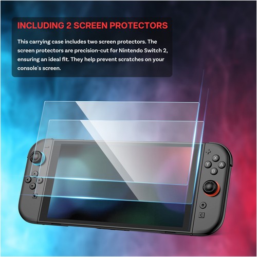 Tragetasche für Nintendo Switch 2 - Reiseetui + 2 Displayschutzfolien - Schwarz - Bild 3 von 7