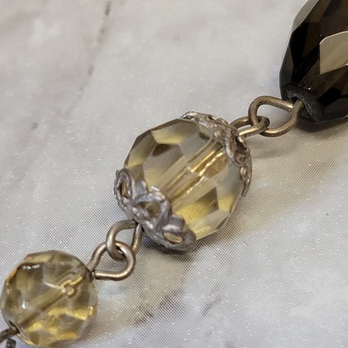 Brown Beaded Long Necklace Silver Tone Mixed Beads Boho Bohemian Costume Jewelry - Picture 3 of 7