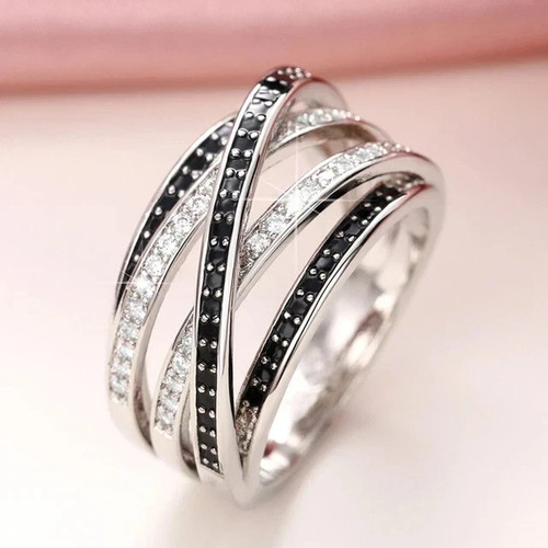 Laborgefertigter schwarzer Diamant-Verlobungsring 2 kt Rundschliff 14 kt Weißgold vergoldet - Bild 2 von 5