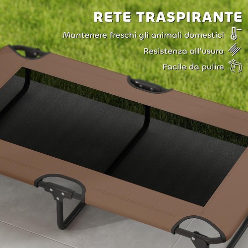 Letto per Cani Grandi Pieghevole da Interno ed Esterno 107x61x20 cm Marrone AllM - Foto 7 di 9