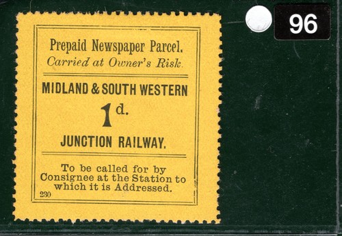 GB M&WJR RAILWAY Newspaper Stamp 1d MIDLAND & SOUTH WESTERN Mint MM SILVER96 - Picture 3 of 6