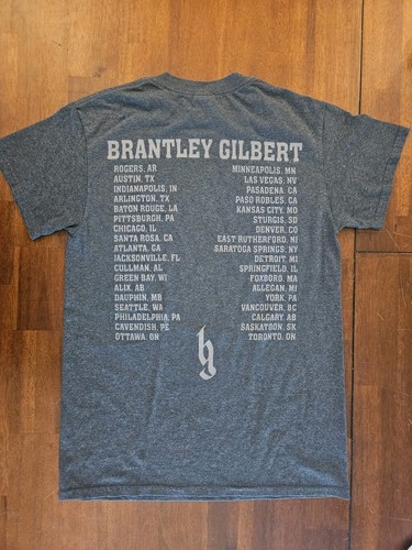 T-shirt Brantley Gilbert doppia faccia grafica concerto tour grigio scuro taglia small - Foto 7 di 8