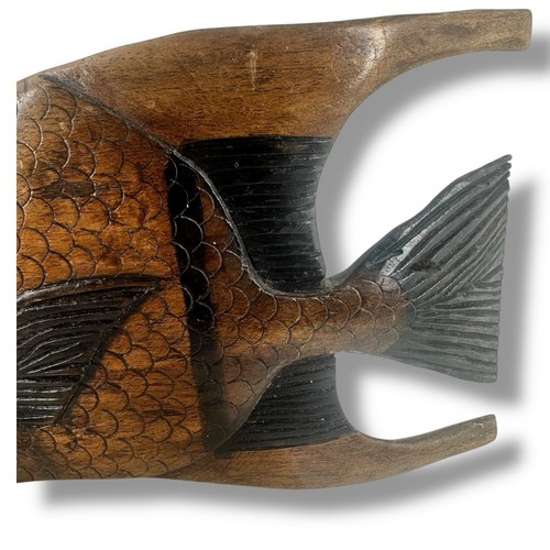 Angel Fish Handcrafted Wood Sculpture Artisan. Tropical Ocean Theme - Picture 4 of 7