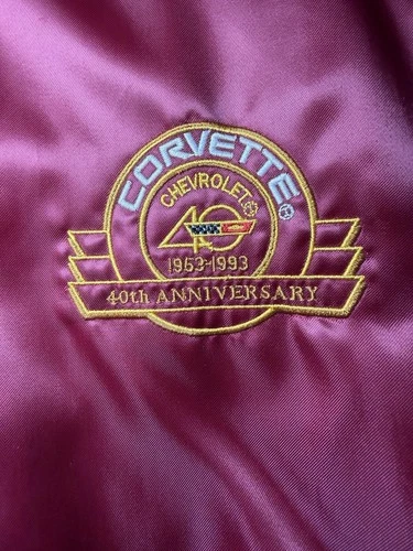 Vintage 90s Chevrolet Corvette 40th Anniversary Bomber Satin Jacket Medium image 4