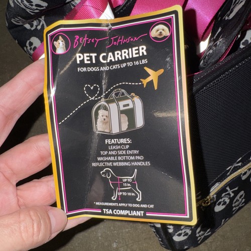 Betsey Johnson schwarze Totenköpfe Haustiertrage Kleintiere bis 16 Pfund neu Punk Goth - Bild 4 von 4