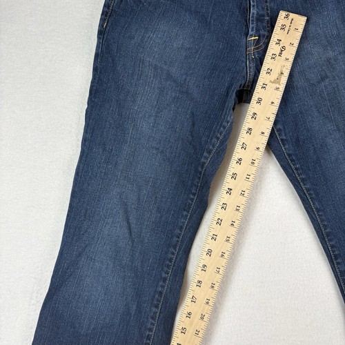 Lucky Brand Jeans Mens 32x32 Blue Slim Bootleg Dungarees Denim Hipster Wash - Picture 8 of 10