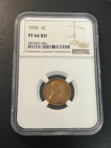 1952 PROOF WHEAT CENT NGC PR-66 RD - PROOF WHEAT PENNY - CERTIFIED SLAB - 1C - Picture 1 of 2