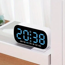 Electric Digital Alarm Clock LED Large Display Battery Backup Snooze