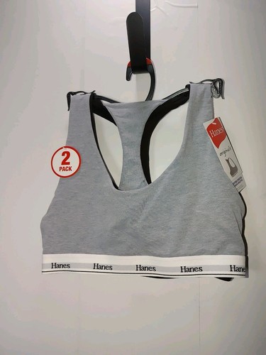 2 Pack Hanes Women's Originals Medium Racerback Bralette Stretch Cotton NWT - Picture 7 of 7