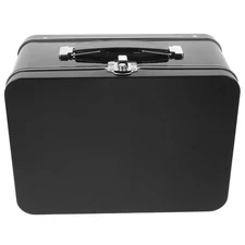 Tinplate Lunch Box with Handle Metal Storage Container Hinged Lid Buckle Latch