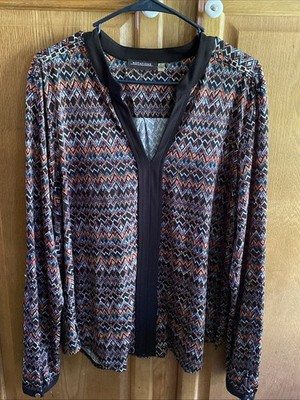Notations Women's Blouse, XL, LS, Multicolored
