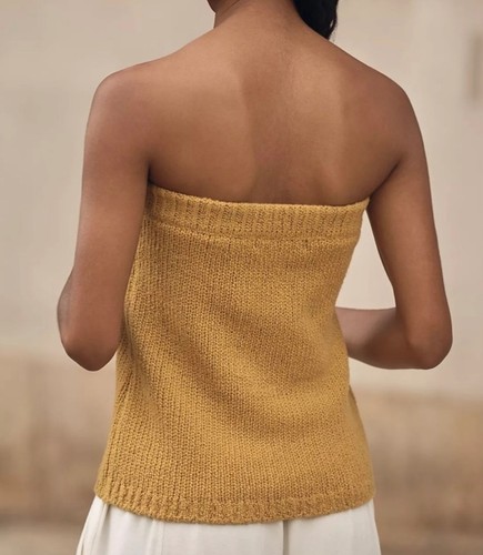 Anthropologie Flat White Tube Top Sweater Wool Strapless Size S Honey Miel - Bild 2 von 6