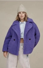 UGG Gertrude Teddy Shearling Purple Coat XL NWOT