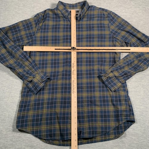 Banana Republic Shirt Mens Large Tall Blue Yellow Plaid Camden Fit Luxe Flannel - Picture 6 of 11