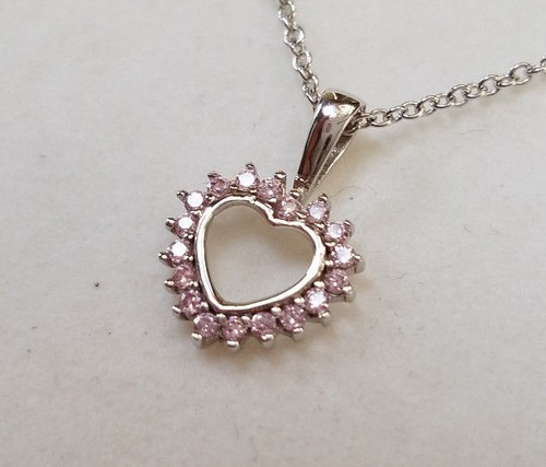 925 Sterling Silver Necklace & Pink CZ Heart Pendant Charm Kids Girls NWT NOS - Picture 3 of 6