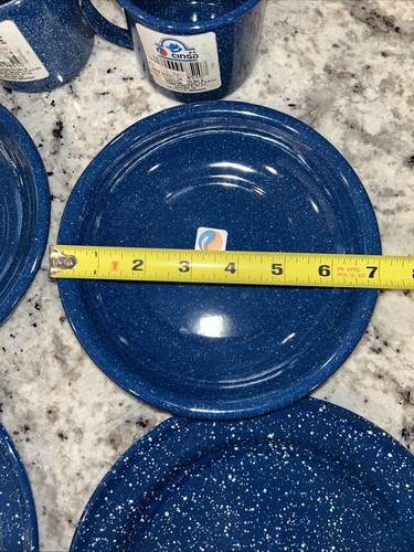 Cinsa Saltillo Blue Vintage 6 Piece Enamelware Camp 2 Plates 2 Mugs 2 Bowls NEW - Picture 6 of 10