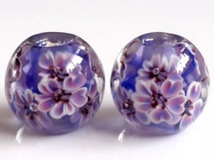10pcs-exquisite-handmade-Lampwork-glass-beads-blue-purple-flower-14mm