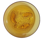 Amber Glass 3D Lobster Decorative Plate Vintage Embossed 22cm Serving