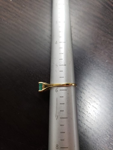 14 Karat Gelbgold Solitär Smaragd Ring Größe 5,75 - Bild 5 von 12