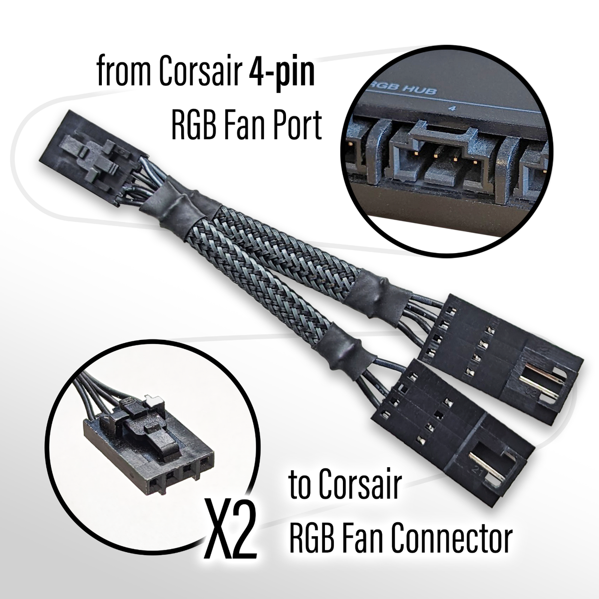 Corsair RGB 4-Pin Fan Hub Splitter Adapter | eBay