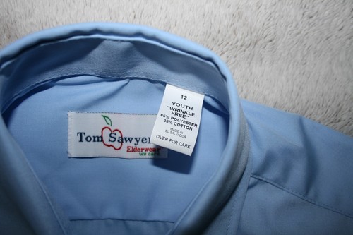 TOM SAWYER Short Sleeve Boy's Uniform Shirt SZ 12 Blue New - Picture 3 of 5