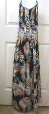 Banana Republic Women's Dress Palm Print Multicolor Speghetti Strap Maxi Size 8