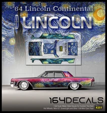 Vangogh '64 Lincoln Continental Waterslide Decals 1/64 CUSTOM Hot Hw #251