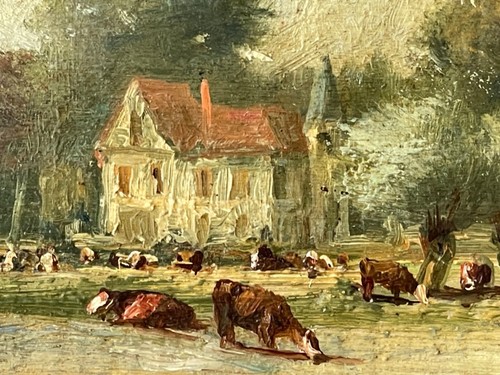 Rene TENER Listed Barbizon School Oil 1890 Lively Summer Day Near The Haystacks - Picture 7 of 15