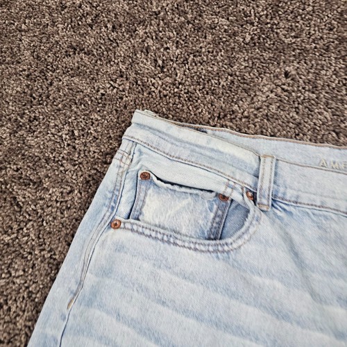American Eagle Jeans Womens 20 Baggy High Cotton Straight Light Wash Denim 37x32 - Picture 3 of 13