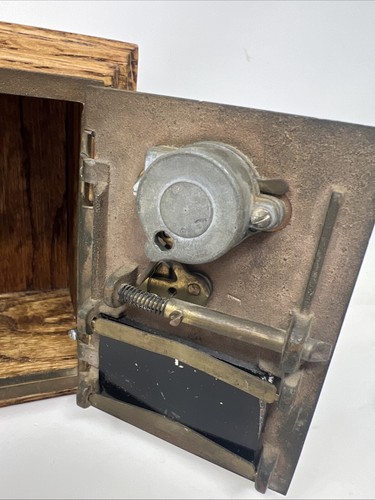 Vintage Postkasten Türbank Bronze Adler "9" Barneys Banks Eichenholz - Bild 4 von 14