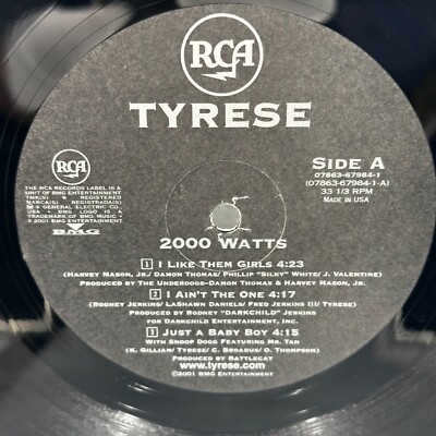Tyrese – 2000 Watts 2LP レコード 2000 Watts [LP] by Tyrese (Vinyl, May-2001, RCA Records USA) for
