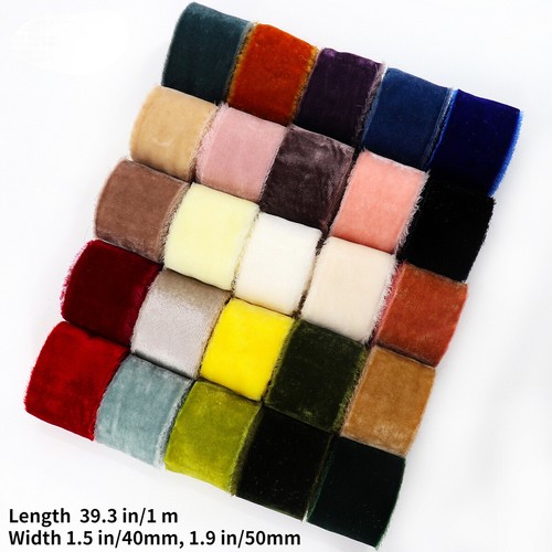 1M Velvet Ribbon Frayed Edged Velour Trim Flocking Strips Wedding DIY Craft - Picture 3 of 38
