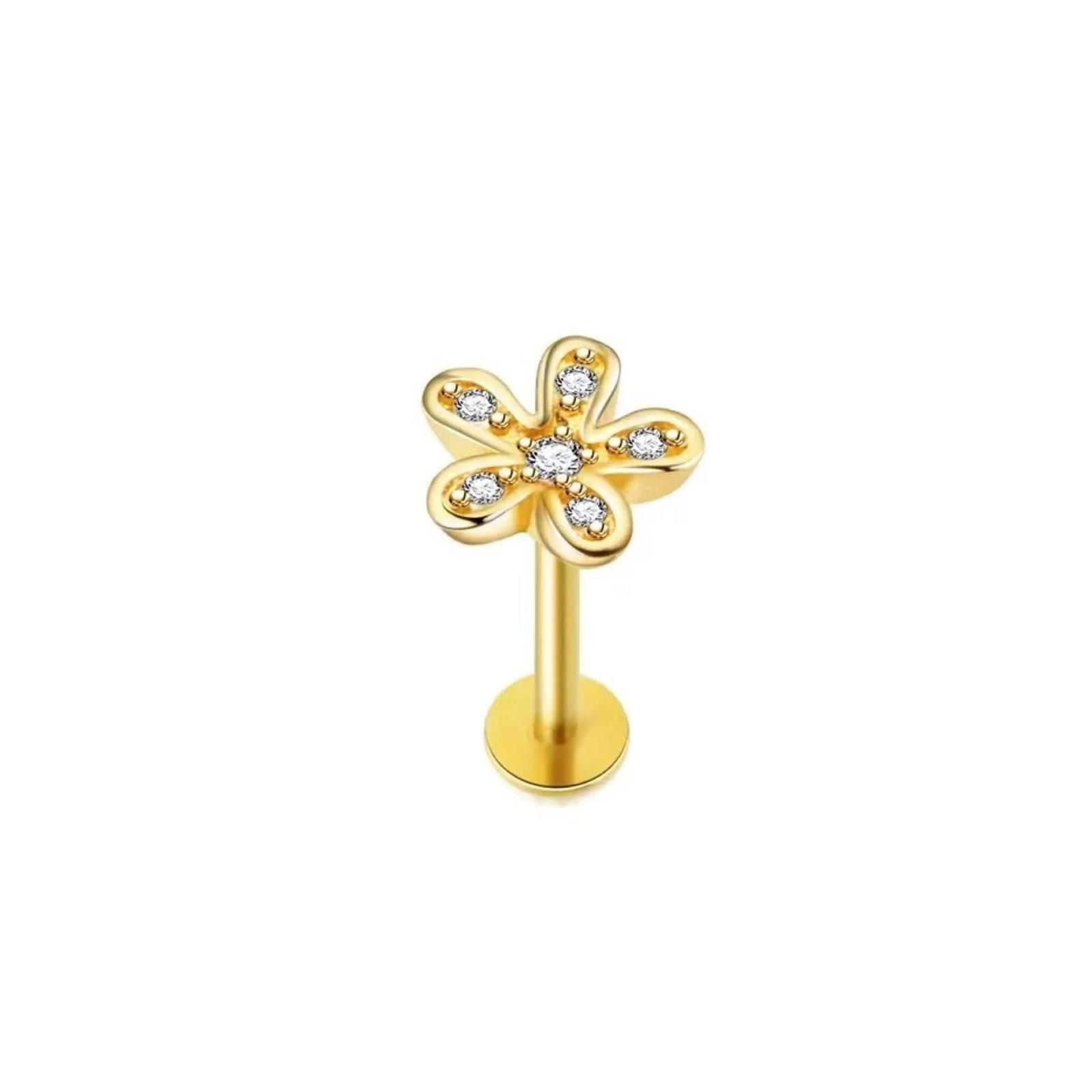 Labret Piercing Ear Ring Surgical Steel 6 8mm Stud Crystal Flat Back Tragus 316L - Picture 41 of 72