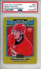 2016-17 O-Pee-Chee Platinum Sebastian Aho Retro Gold Rainbow /149 PSA 10 Rookie 