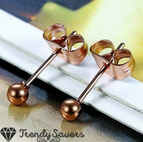 316L Surgical Steel Round Black Gold Silver Blue Cartilage Ball Stud Earrings - Picture 51 of 63