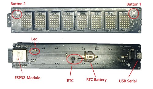 Display Uhr ESP32 WROOM WS2812 5x7 LED Matrix 8-stellig - Bild 4 von 5