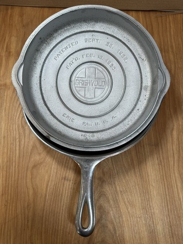 Griswold #9 Large Block Logo Cast Iron Skillet & Lid Duo Chrome Plated 1049 910 - Picture 2 of 8