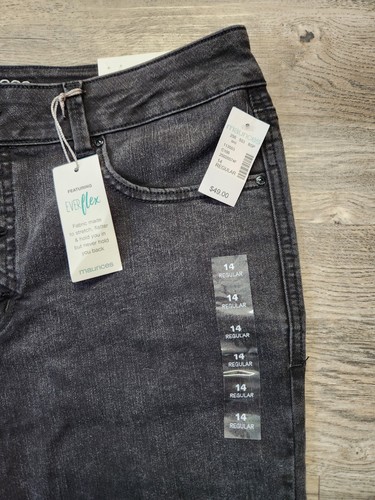 Maurices Women Jeans 14R Black Denim Straight EverFlex High Rise 14 Regular NWT - Picture 2 of 6