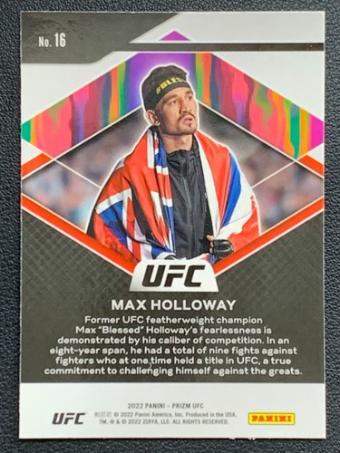 Max Holloway 16 Fearless Prizm UFC 2022 Panini - Picture 2 of 5