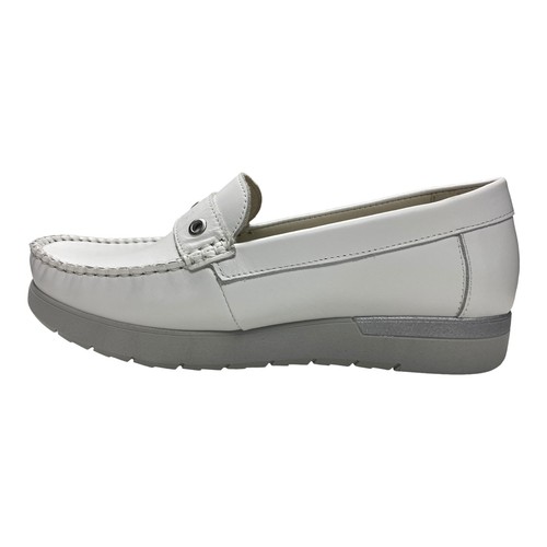 SCARPE MOCASSINO CASUAL DONNA FLORANCE AS1021 1 PELLE BIANCO ORIGINALE PE - Picture 3 of 6