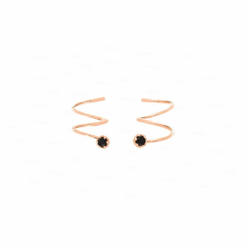 Original schwarz Diamant Doppelpiercing Spiral Reifen Manschette 14K Gold Ohrringe - Bild 2 von 9