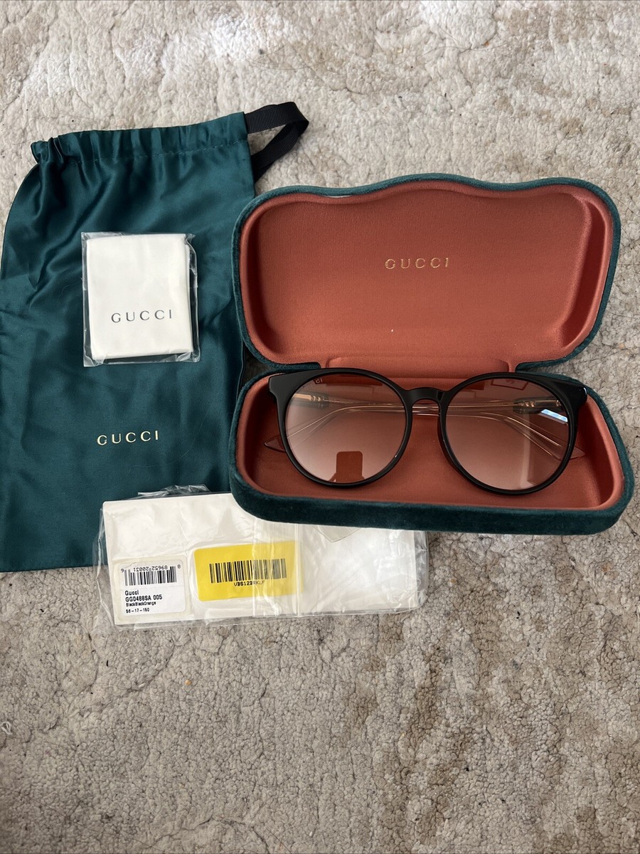 New Gucci GG0488S Oval Sheer Brown Gradient Lens Women's