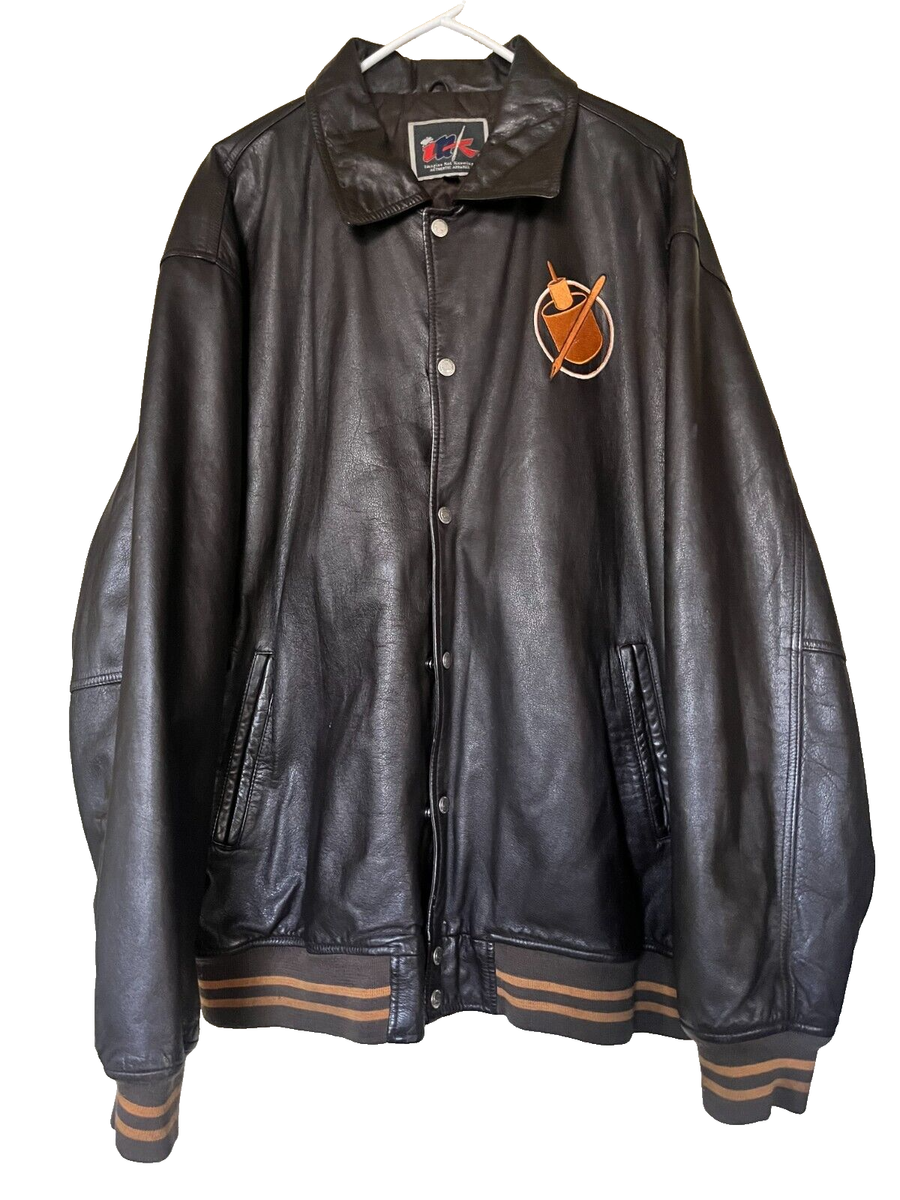 Vintage 90's INK Imagine Not Knowing leather varsity jacket OG hip