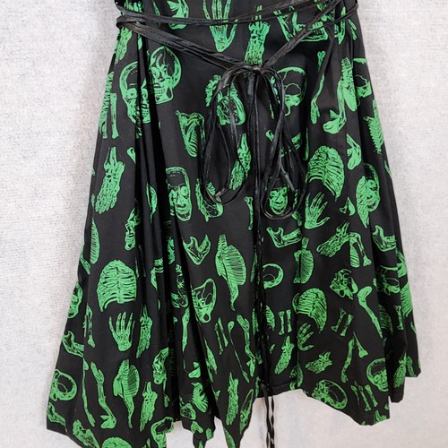 Hell Bunny Dress Womens XL Black Green Skull Skeleton Lace Up Side Grunge Punk - Picture 12 of 17