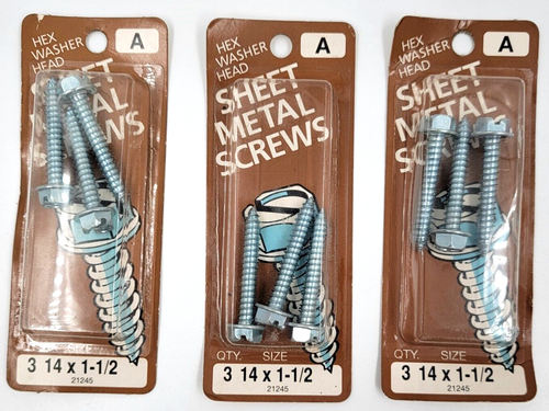 Midwest Fastener #14 X 1-1/2" Sheet Metal Screws Hex Head Slotted 3 Pk Lot of 3 - Picture 1 of 3