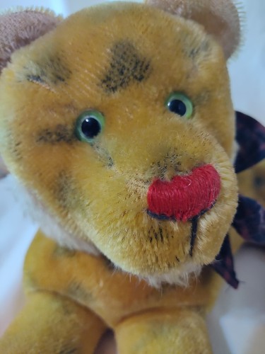 Vintage LEOPARD CHEETAH GREEN EYED CAT plush Stuffed 15" - Picture 12 of 13