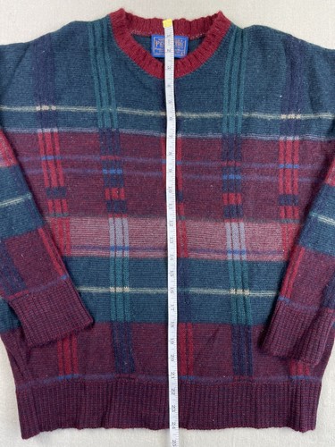 Vintage Pendleton Mens Wool Sweater Checker Plaid Crewneck Thick Colorful USA L - Picture 8 of 9